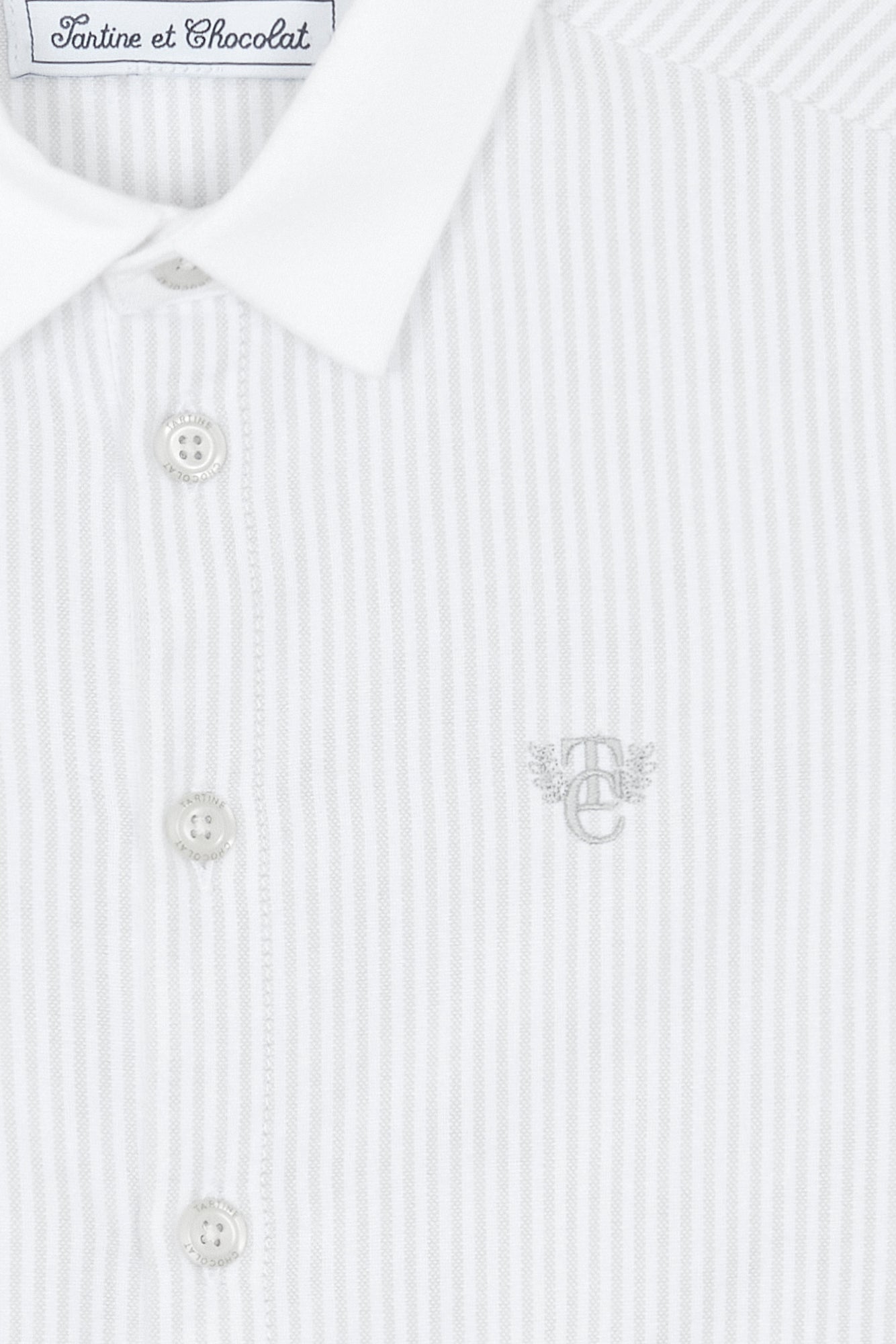 Chemise - Gris clair rayures avec boutons apparents