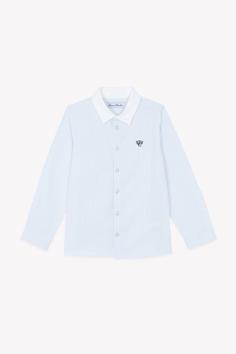 Camisa - Rayas azul cielo con botones visibles - Image principale