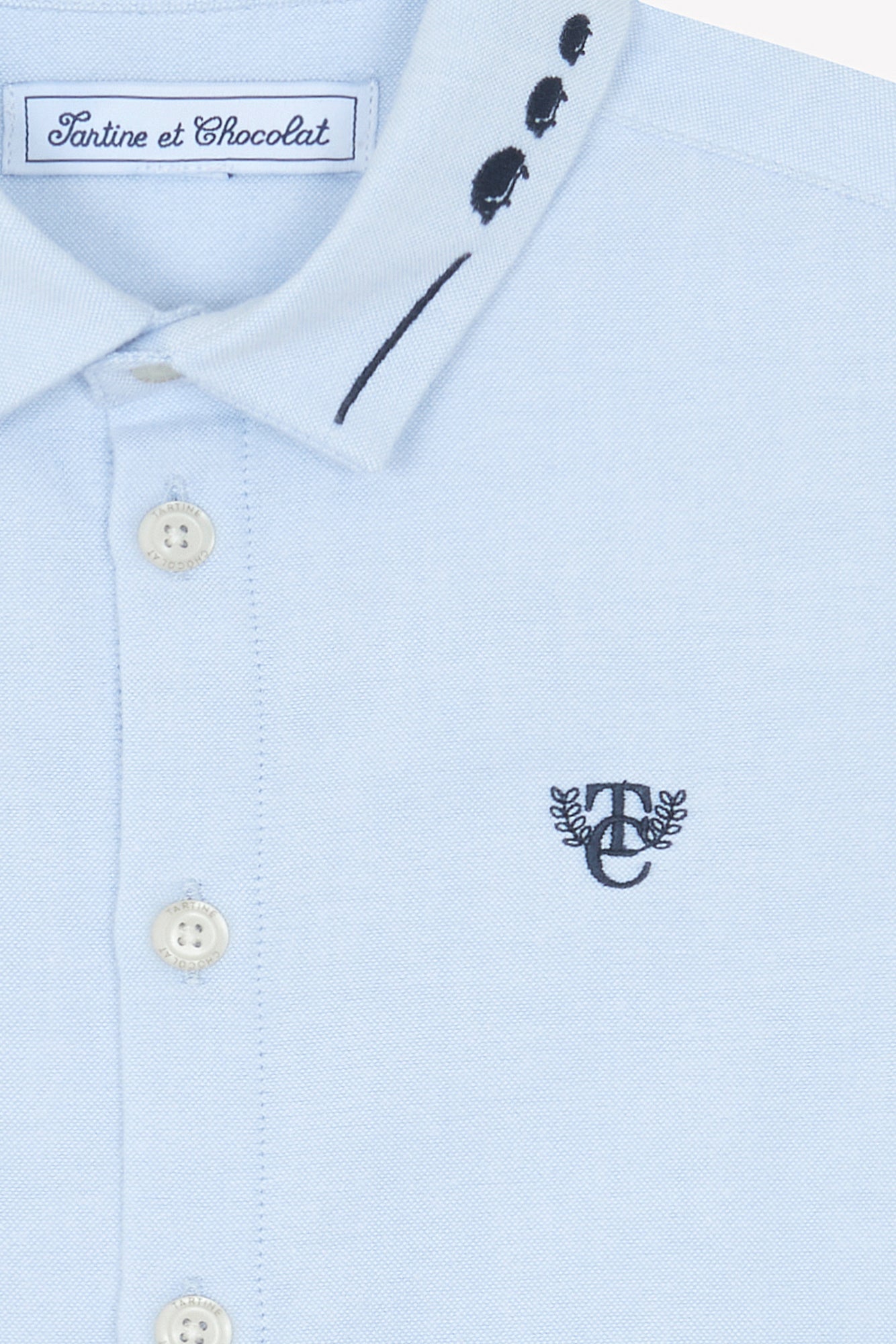 Chemise - Bleu ciel avec boutons apparents