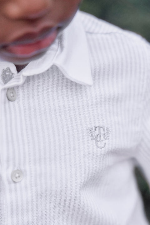 Chemise - Gris clair rayures monogramme TC - Image principale