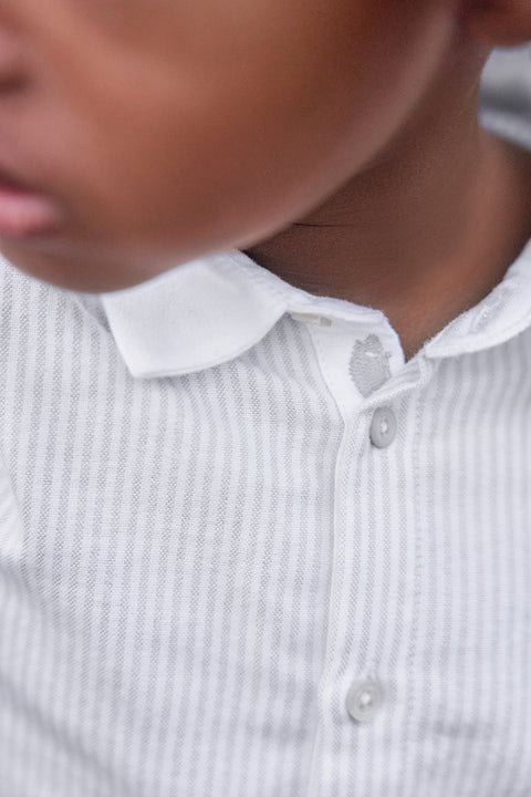 Chemise - Gris clair rayures monogramme TC - Image principale