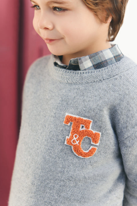 Pull - Gris chiné laine signature TC - Image principale