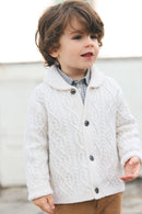 Gilet - Ecru col châle maille torsadée