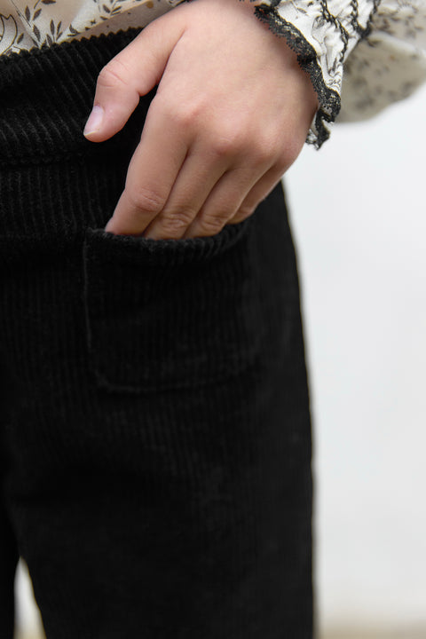 Pantalon - Noir en velours - Image principale