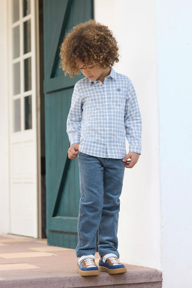 Chemise - Bleu grisé à carreaux - Image principale