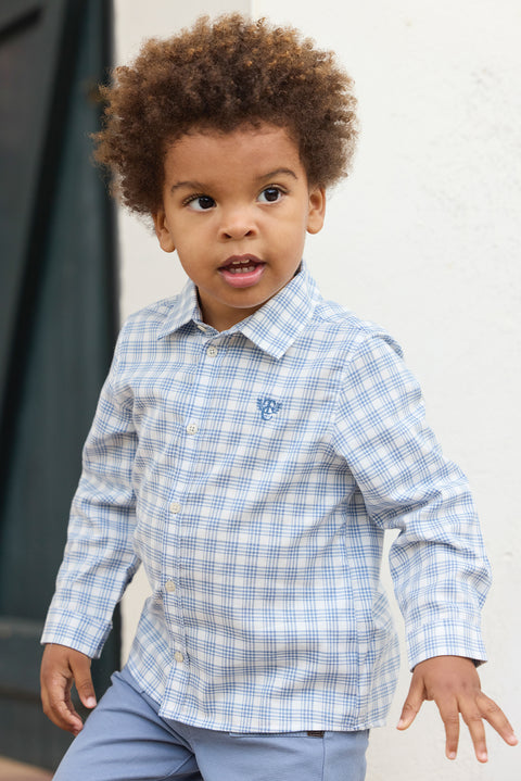 Chemise - Bleu grisé à carreaux - Image principale