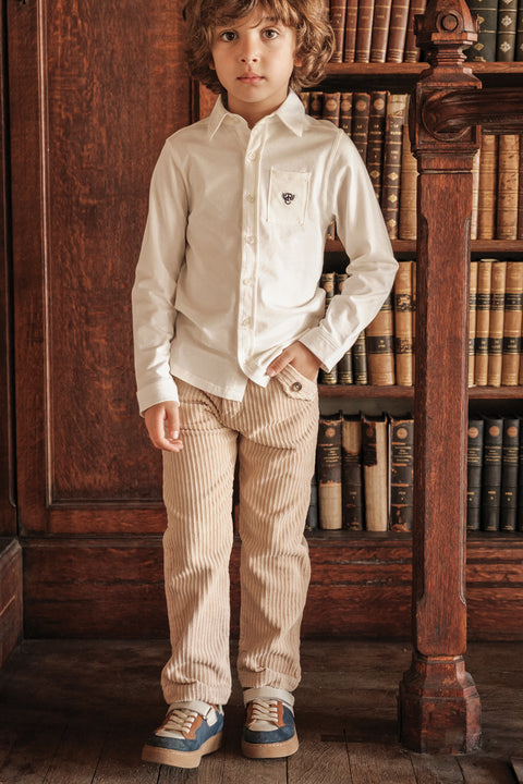 Pantalon - Beige en velours - Image principale