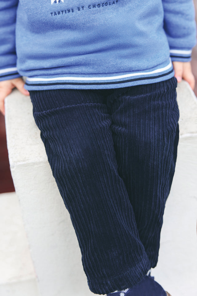 Hose - Marineblau aus Samt - Image principale
