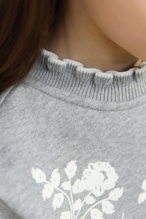 Sweatshirt - Grey China Illustration flowers - Image principale