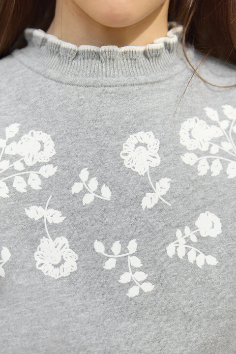 Sweatshirt - Grey China Illustration flowers - Image principale
