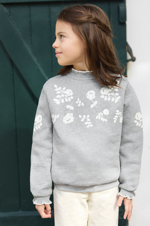 Sweatshirt - Grey China Illustration flowers - Image principale