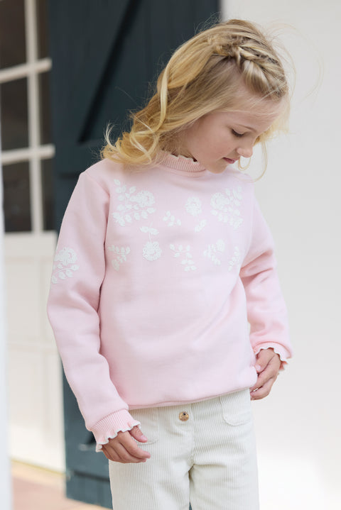 Sweatshirt - Pink powder Illustration flowers - Image principale