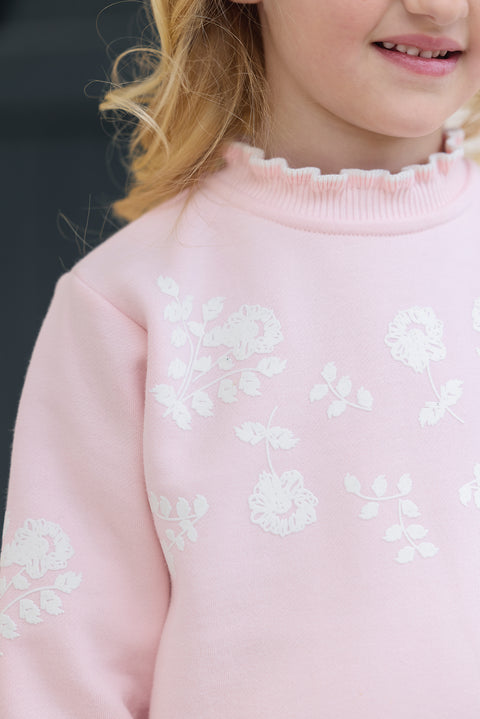 Sweatshirt - Pink powder Illustration flowers - Image principale