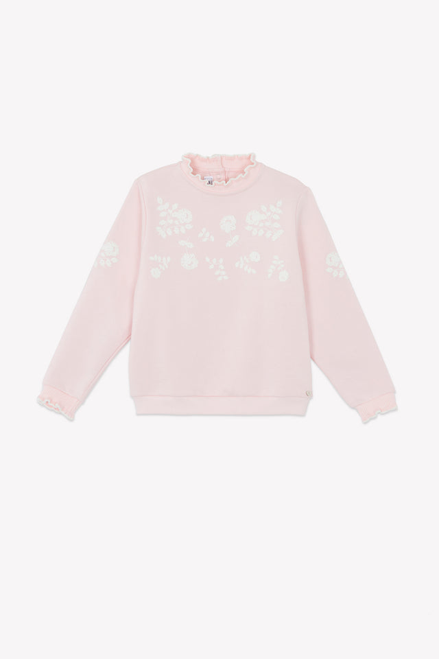 Sweatshirt - Roze poeder Tekening bloemen - Image principale