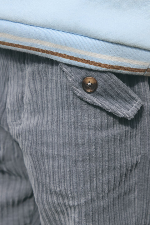 Pantalon - Gris chiné en velours - Image principale