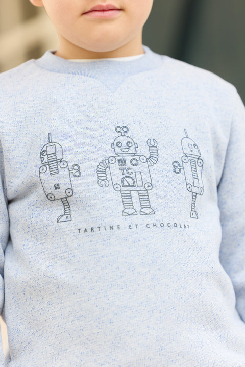 Sweat - Bleu grisé illustration robots - Image principale