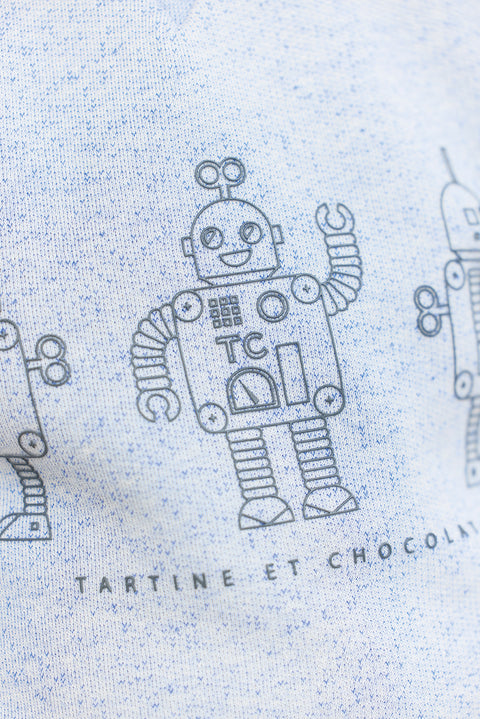 Sweat - Bleu grisé illustration robots - Image principale