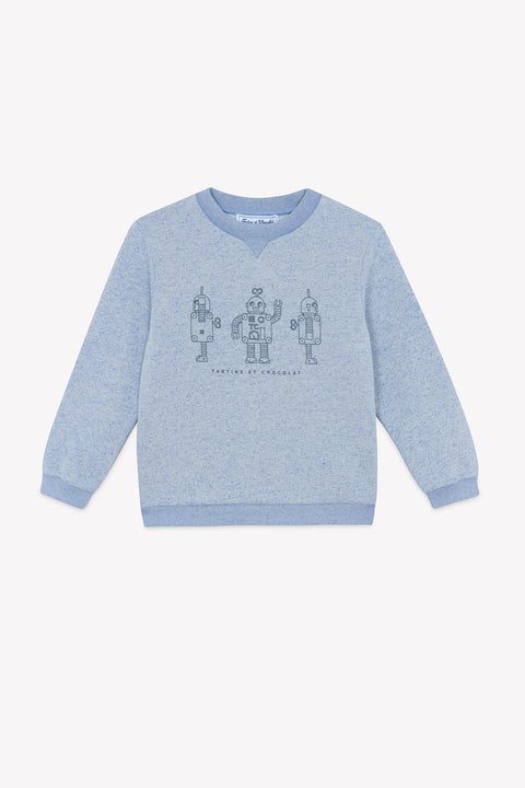 Sweat - Bleu grisé illustration robots - Image principale