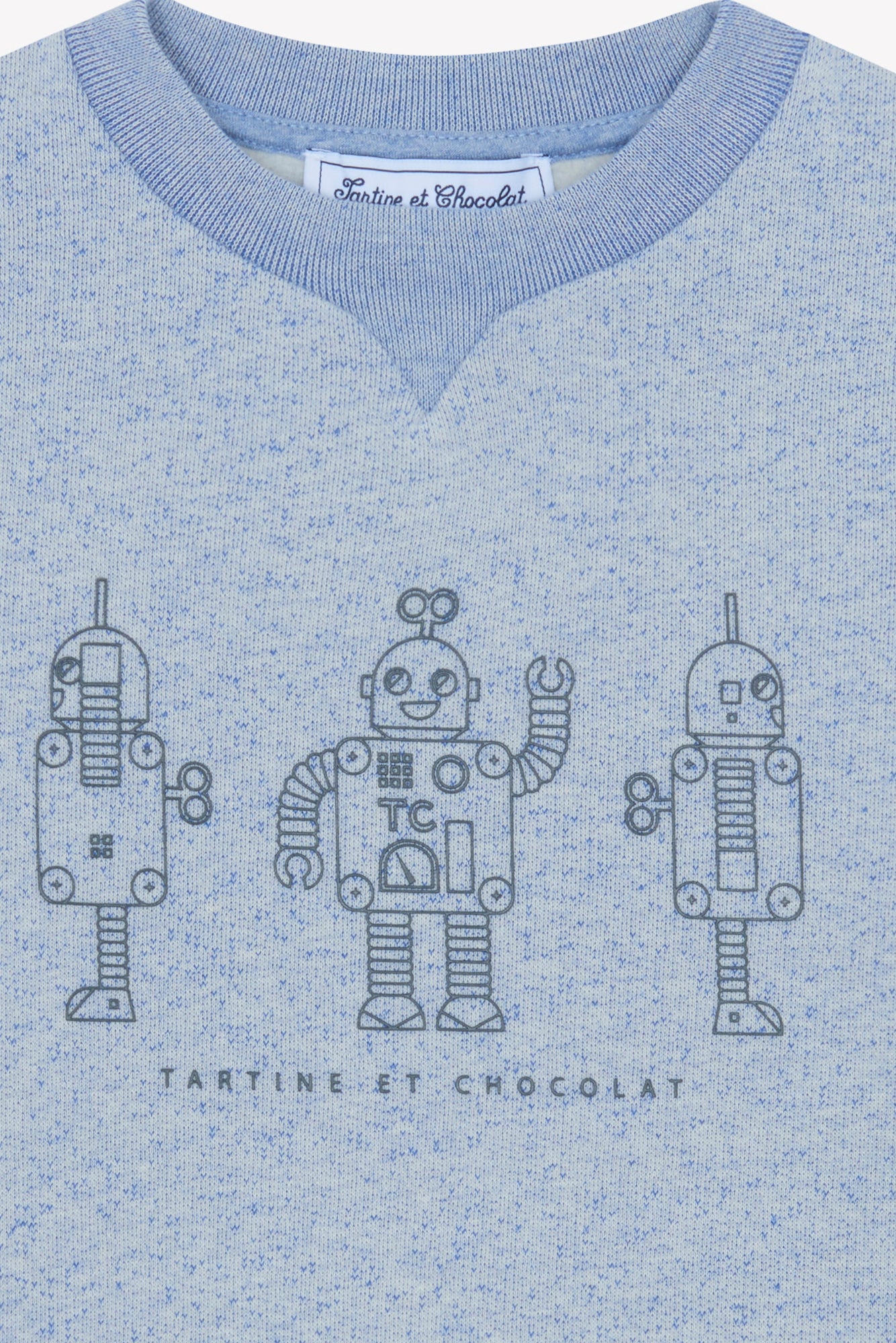 Sweatshirt - Blau Graue Illustration Roboter