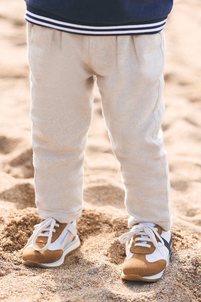 Pantalon - Greige chiné en flanelle - Image principale