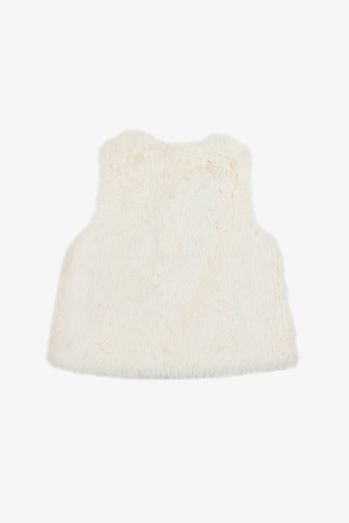 Gilet - Ecru imitation fourrure avec nœud