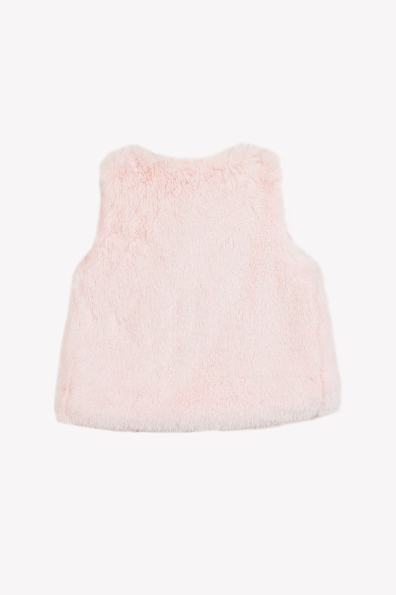 Gilet - Rose pâle imitation fourrure avec nœud