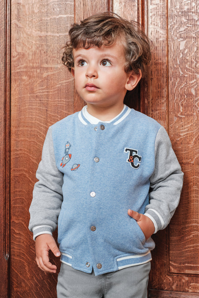 Gilet - Bleu grisé effet bomber - Image principale