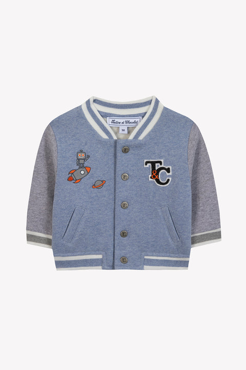 Gilet - Bleu grisé effet bomber - Image principale