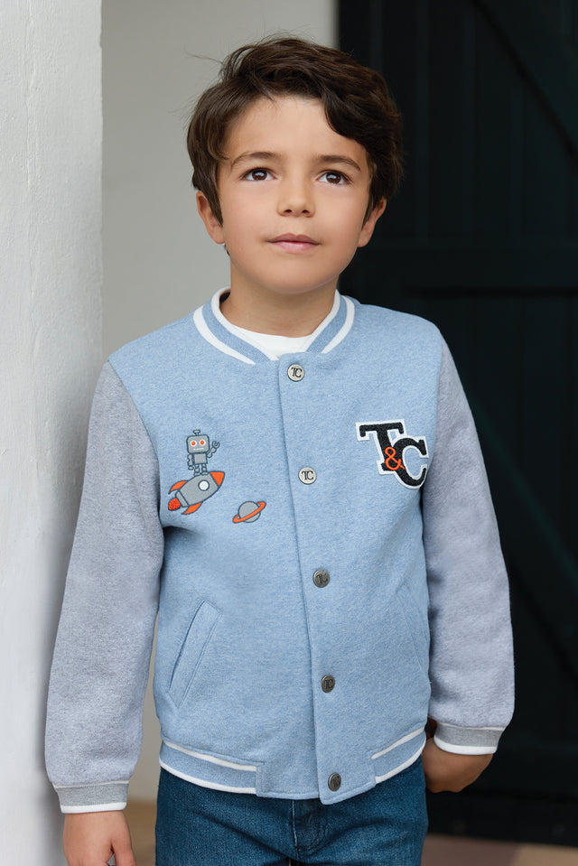 Gilet - Bleu grisé effet bomber - Image principale