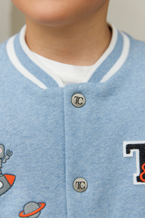 Gilet - Bleu grisé effet bomber - Image principale