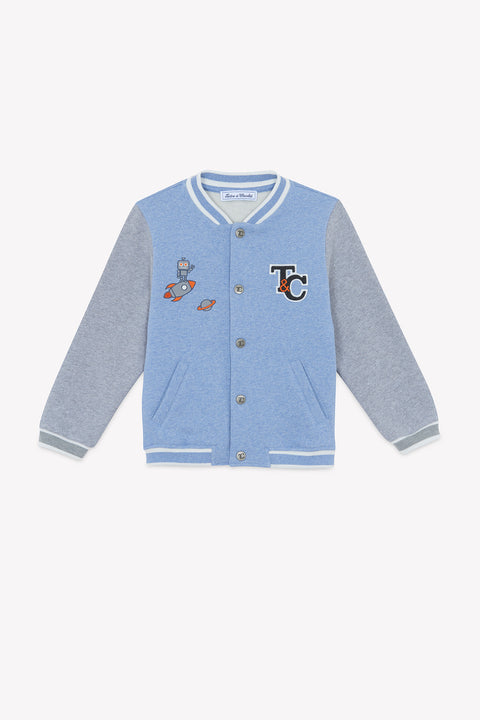 Gilet - Bleu grisé effet bomber - Image principale