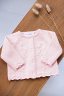 Strickjacke - Blassrosa Stickerei feuillage