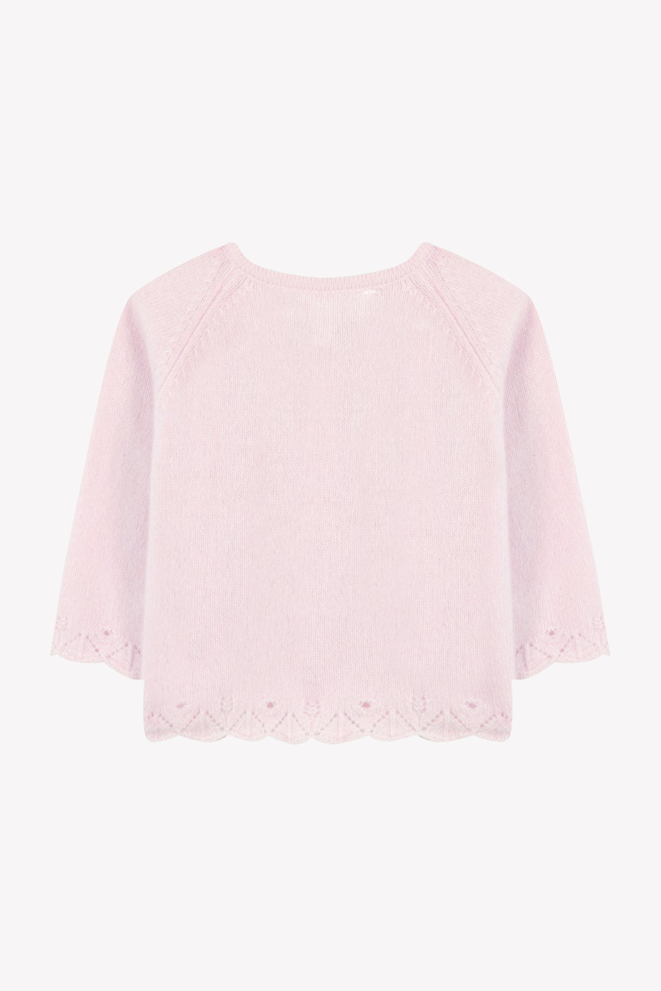 Strickjacke - Blassrosa Stickerei feuillage