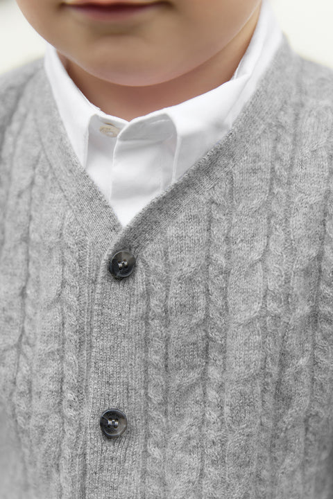 Gilet - Gris chiné 100% cachemire - Image principale