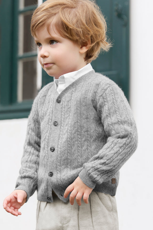 Gilet - Gris chiné 100% cachemire - Image principale