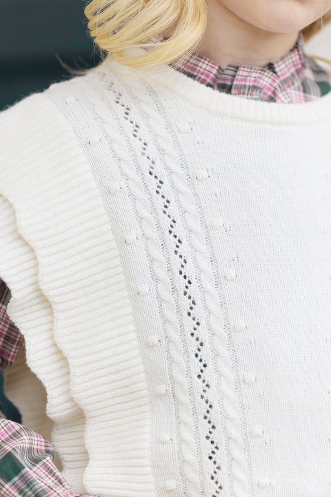 Cardigan - Ecru sans manche - Image principale