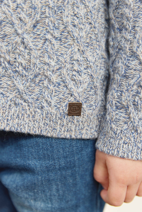 Gilet - Marine col châle maille torsadée - Image principale