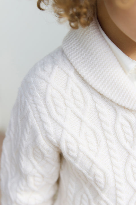 Gilet - Ecru col châle maille torsadée - Image principale