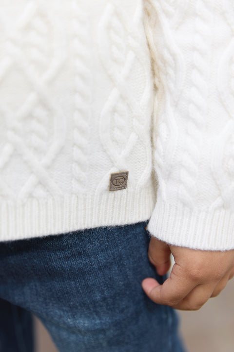 Gilet - Ecru col châle maille torsadée - Image principale