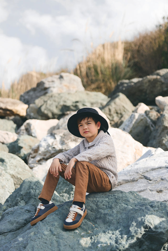 Gilet - Gris col châle maille torsadée - Image principale