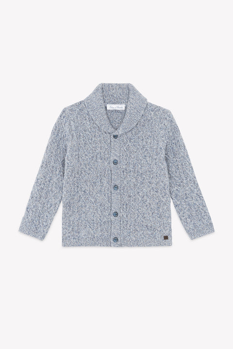 Gilet - Marine col châle maille torsadée - Image principale