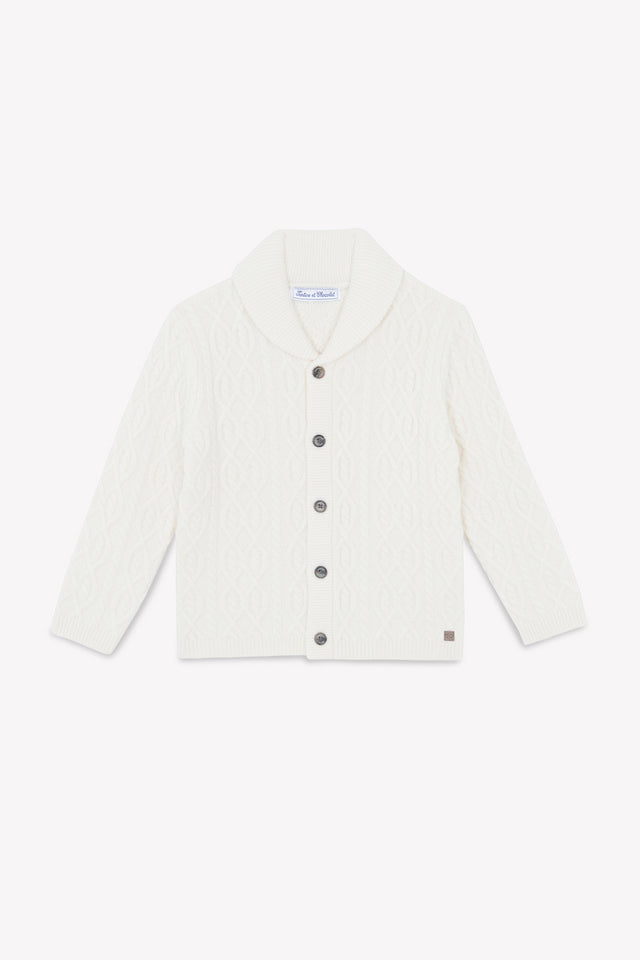 Vest - Ecru Sjaalkraag Gaas Verdraaide - Image principale