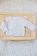 Strickjacke - Greige mit Taschen mit Taschen versehen