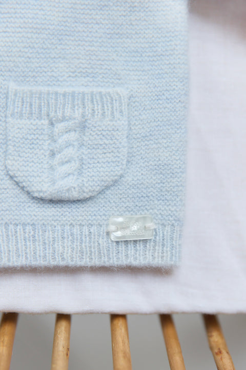 Cardigan - Bleu céleste chiné avec poches - Image principale