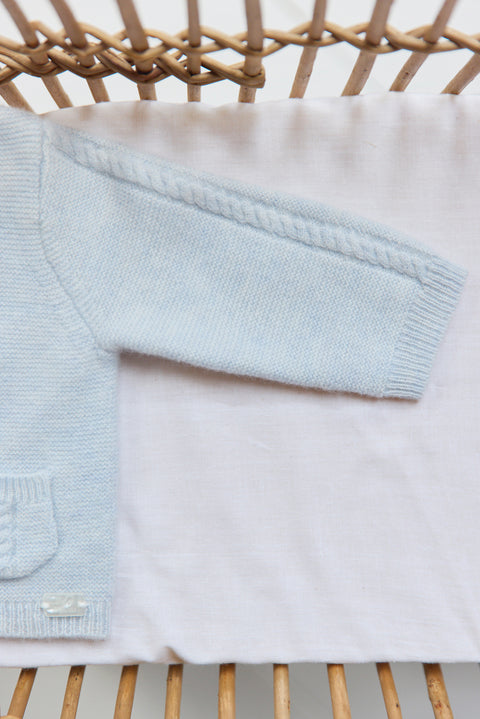 Cardigan - Bleu céleste chiné avec poches - Image principale