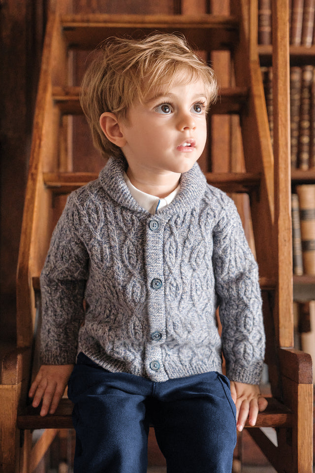 Gilet - Marine col châle maille torsadée - Image principale