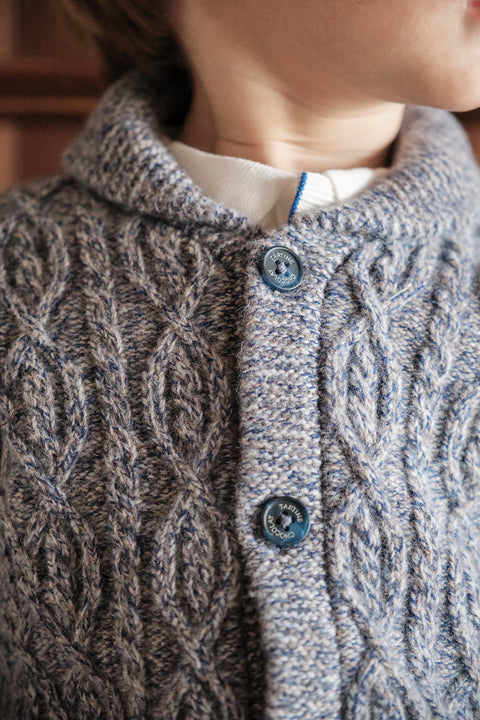 Gilet - Marine col châle maille torsadée - Image principale