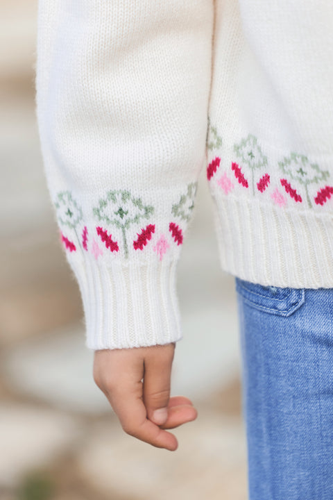 Pull - Ecru motif jacquard - Image principale