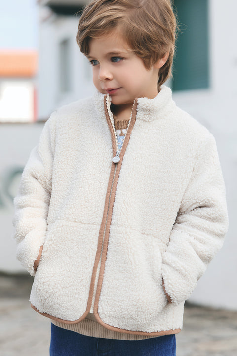 Gilet - Beige imitation fourrure mouton - Image principale