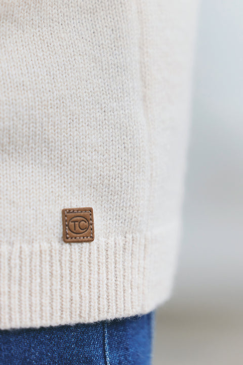 Pull - Beige chiné motif jacquard - Image principale